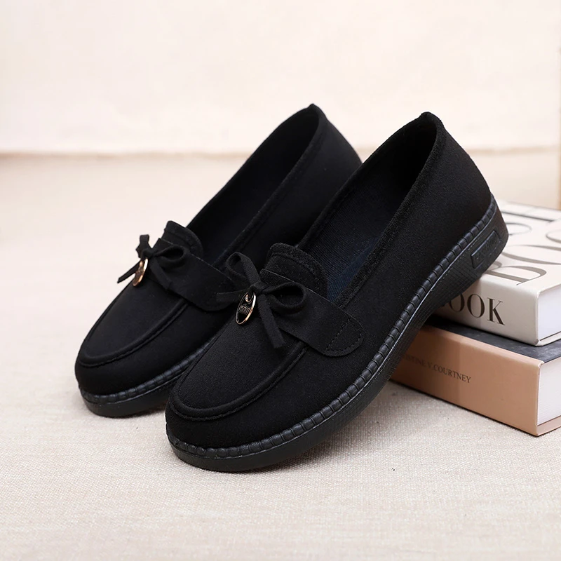 豆豆鞋孕妇妈妈老北京布鞋女单鞋春秋软底妈妈鞋黑色工作鞋上班鞋