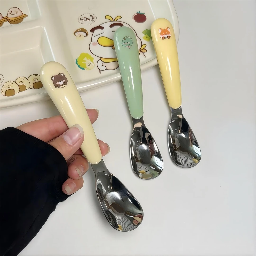 元宝勺饭勺子不锈钢家用可爱餐勺儿童勺子吃饭餐具短柄钢勺便携