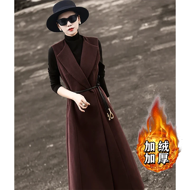 【加绒加厚】【两件套】新款气质通勤系带显瘦马甲裙2746