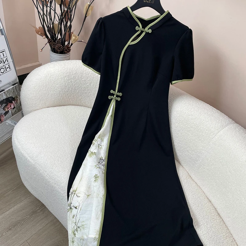 【大码】女装胖妹妹显瘦遮肉气质新中式复古洋气时尚夏连衣裙B8063