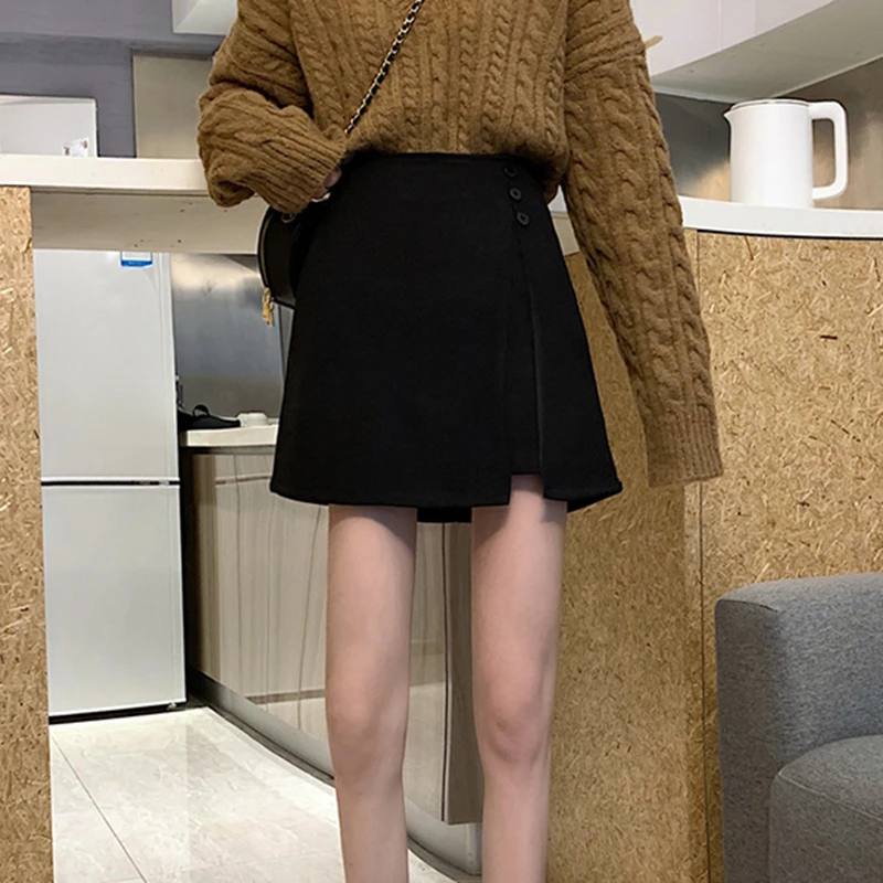 宝藏衣橱黑色半身裙女高腰包臀裙a字短裙子半裙裤裙小个子00662