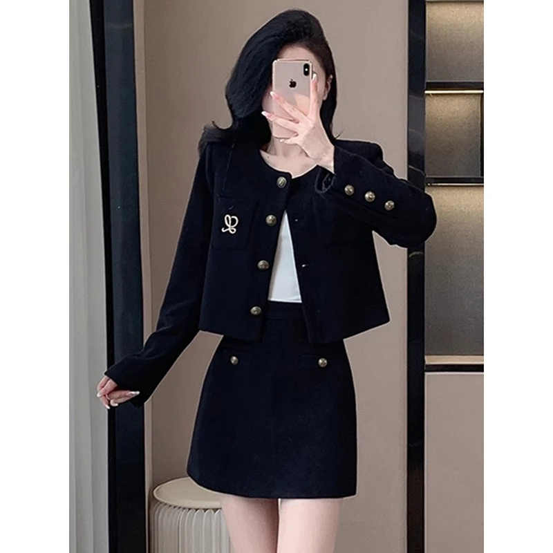 【两件套】小香风时髦上衣裙子女款冬季气质减龄套装2576