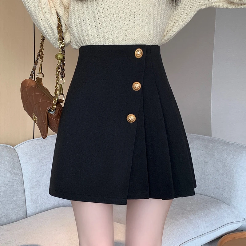 不规则黑色百褶裙气质半身裙女装高腰2023新款包臀裙A字裙潮7654