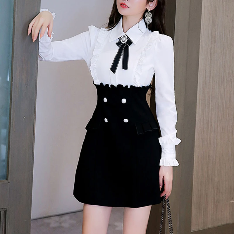 【潘潘】2025年新款连衣裙小香风减龄拼接显瘦内搭裙子女小个子1847