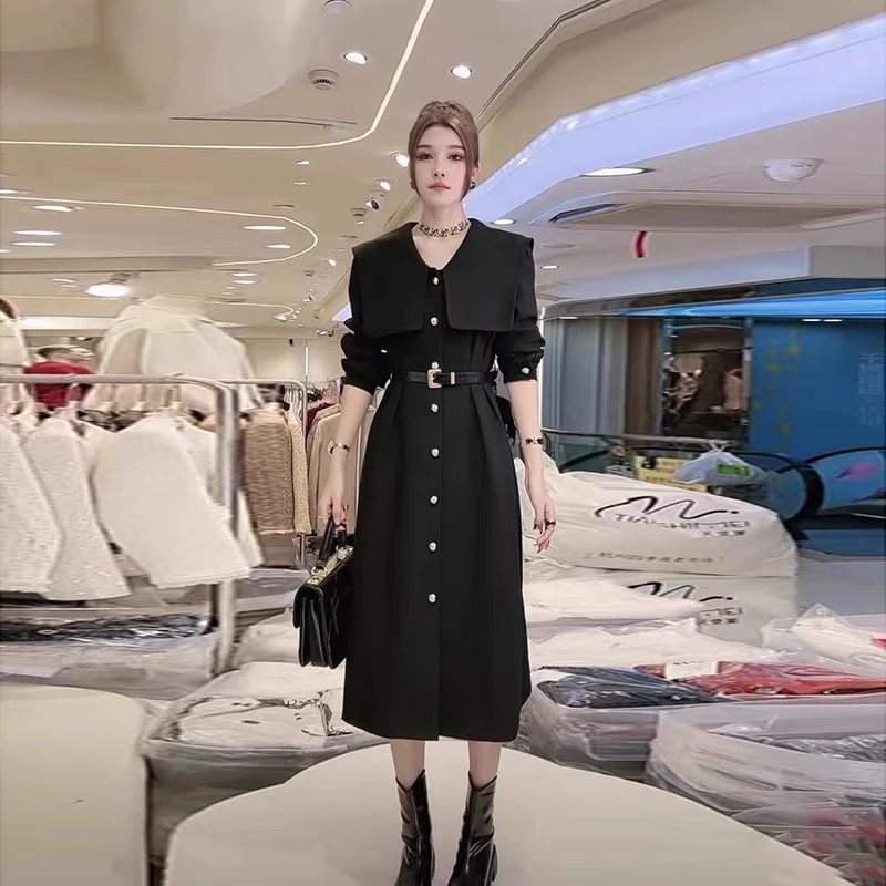 【送腰带】风衣连衣裙外套女装秋冬新款气质西装裙子6108