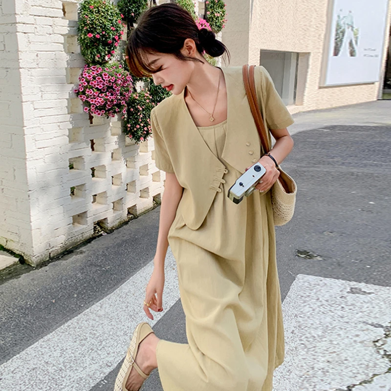 【大码】【两件套】气质高级感套装裙女装夏季2025新款短袖上衣B8314