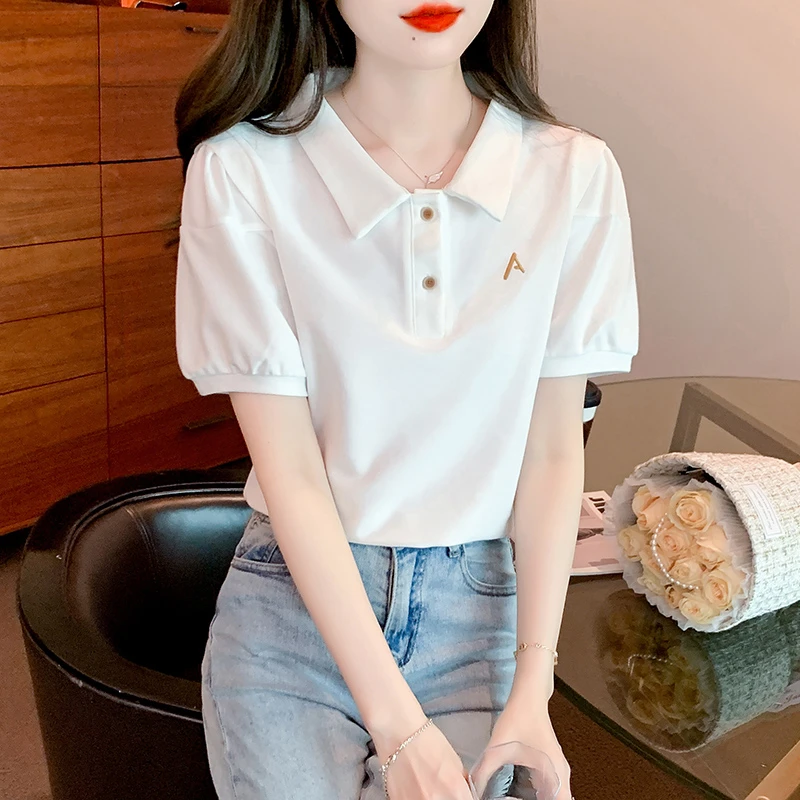 宝藏衣橱减龄韩系POLO领短袖女2025新款时尚设计感小衫上衣9582