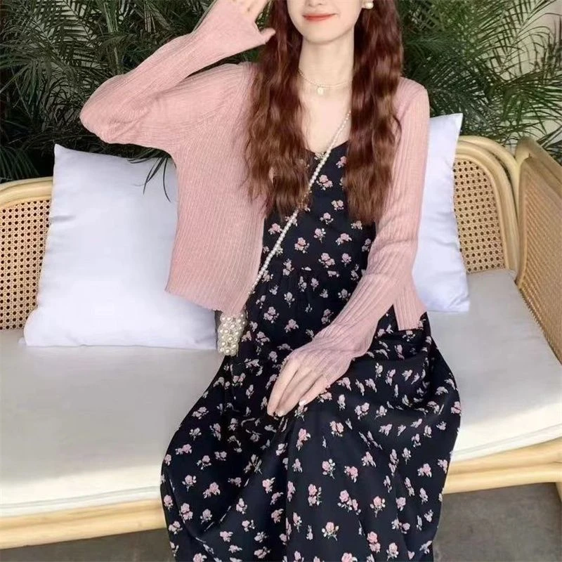 【GY】【大码】【两件套】新款温柔风气质碎花吊带中长法式连衣裙B8098