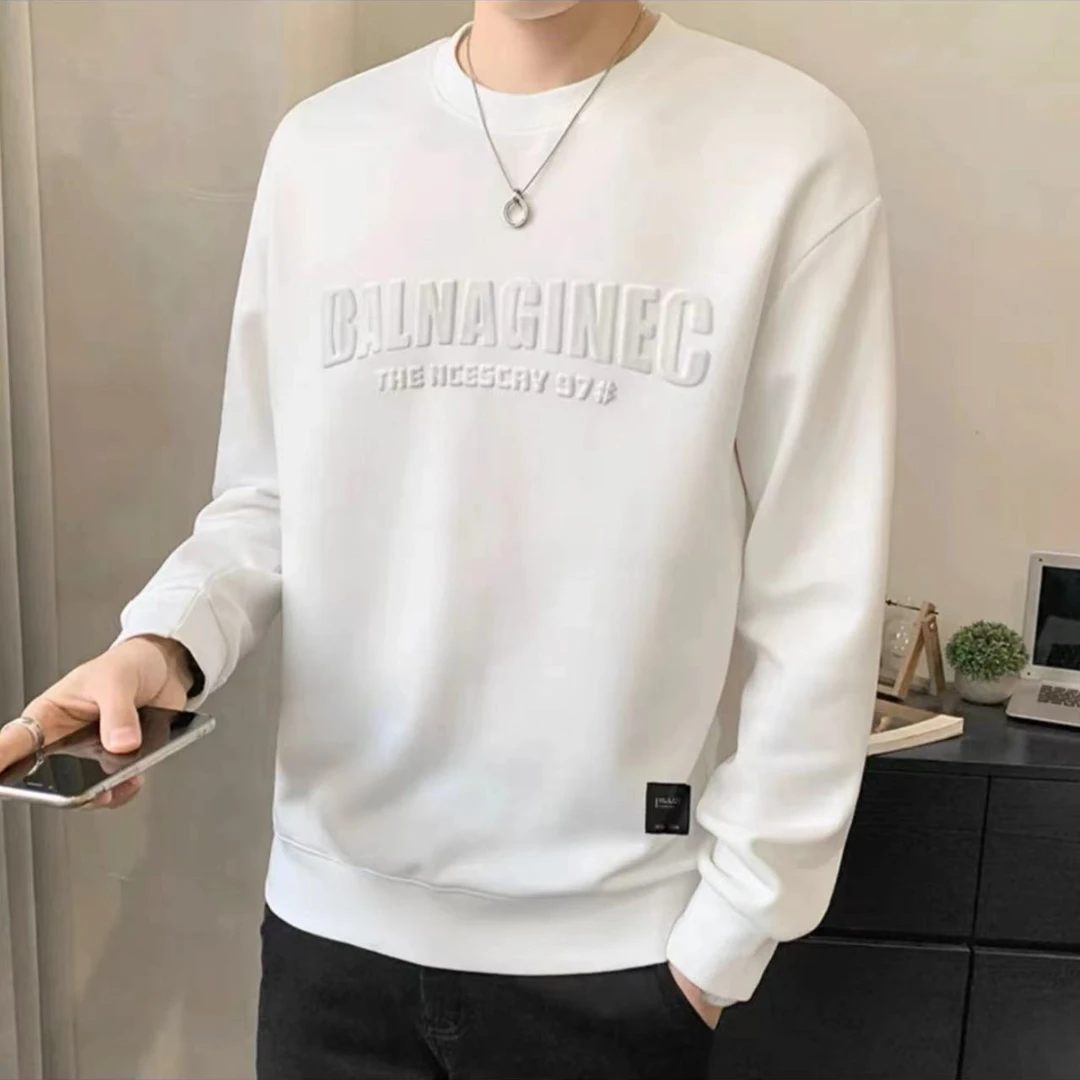 男士春秋季新款休闲3D钢印圆领套头卫衣