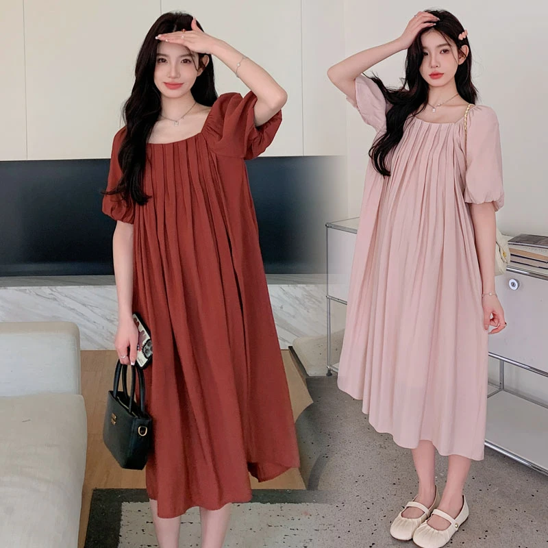 【玫瑰优选】孕妇夏装连衣裙中长款宽松外出洋气潮妈时尚孕妇连衣裙