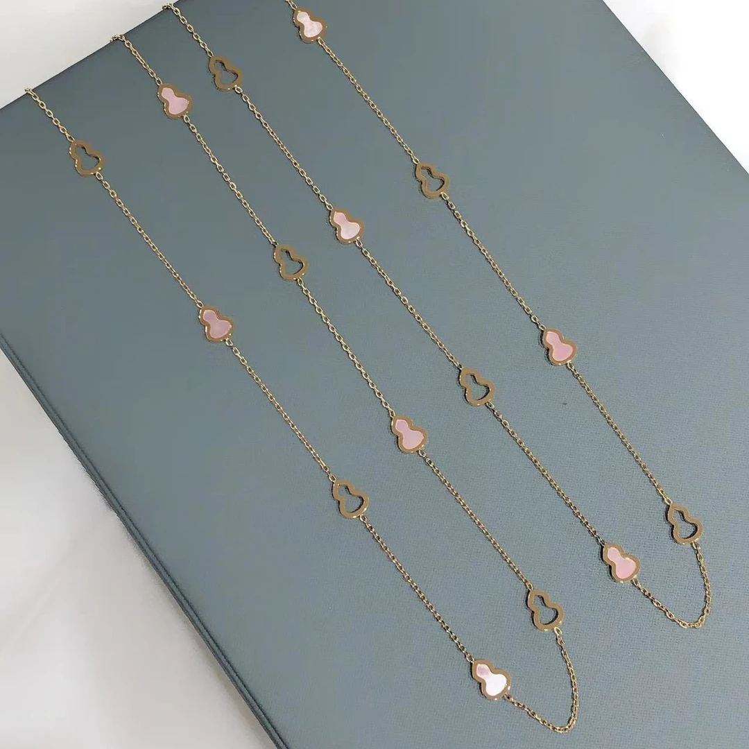 铜合金合成锆石项链 粉色葫芦项链简约ins韩版