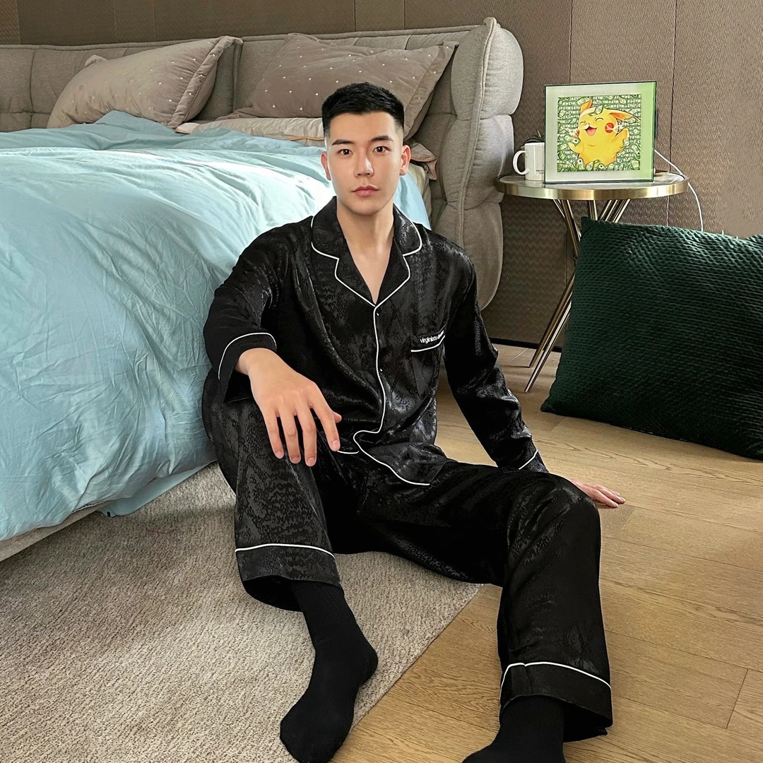 【男款黑色极光】小众设计轻奢潮牌长袖长裤款睡衣家居服套装