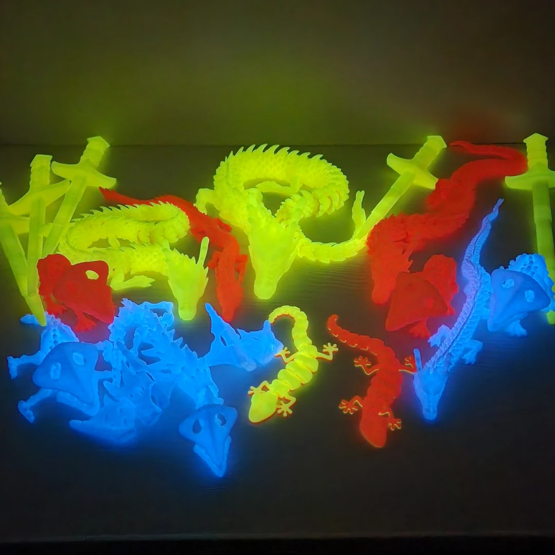 夜光龙3D打印创意玩具模型手办发光荧光恐龙全身活动夜市摆摊网红