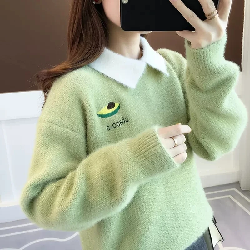 女大童加绒加厚毛衣2024年新款女童秋冬一体拼接15岁12女孩水貂绒