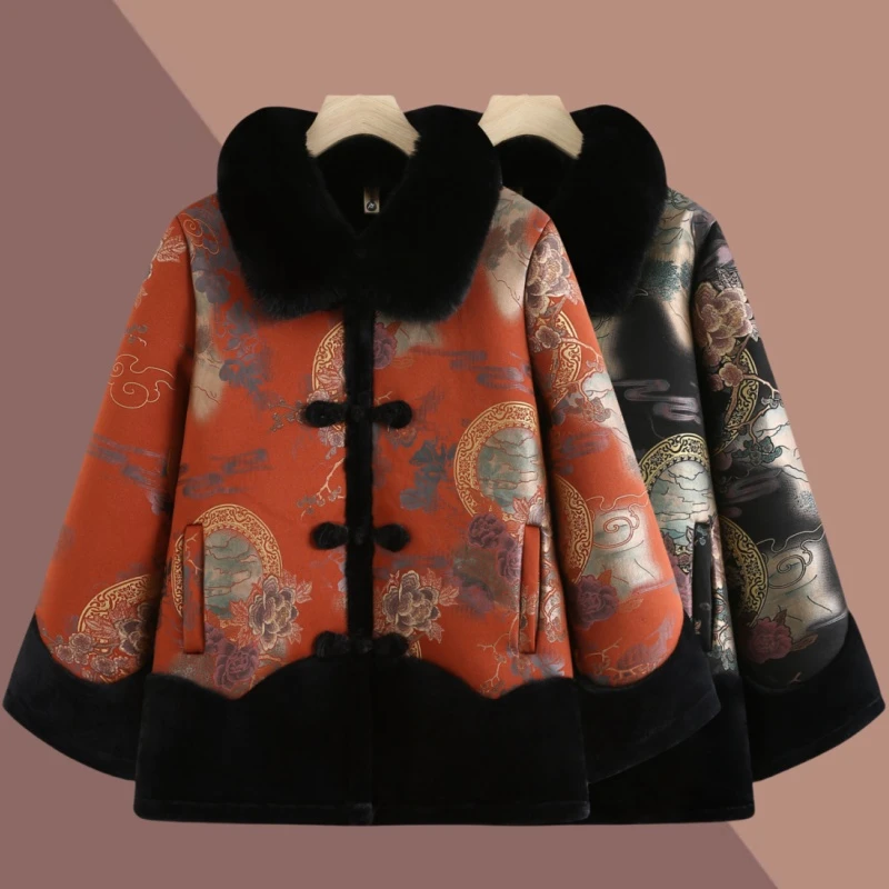 【日常新中式】中老年人新款妈妈上衣保暖外套加绒加厚洋气奶奶冬装