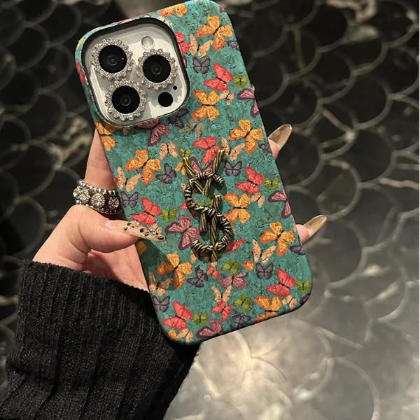 复古油画蝴蝶潮牌适用苹果16promax手机壳iphone15/14/13女款硬壳