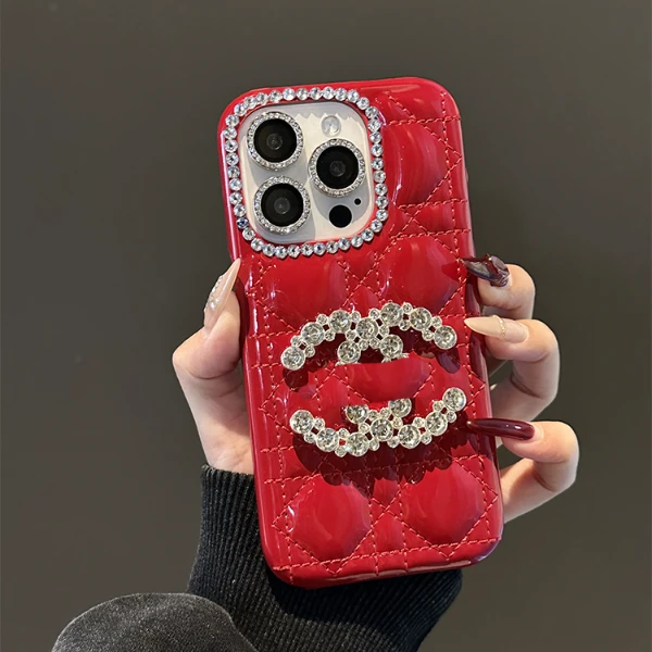 流行安哥拉红菱格皮质适用苹果16promax手机壳iphone15/14/13女12