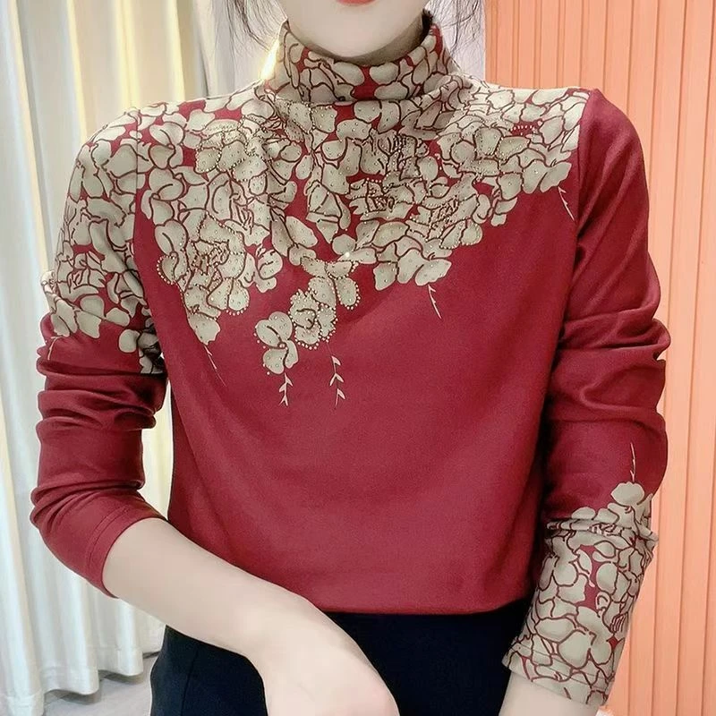 冬季新款半高领气质百搭时尚长袖减龄打底衫上衣女【8655】