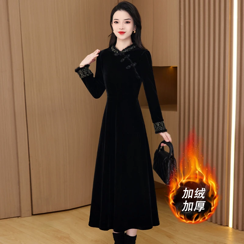 【连衣裙】23473梦晚冬季气质时尚优雅大气休闲收腰显瘦连衣裙-ASJ