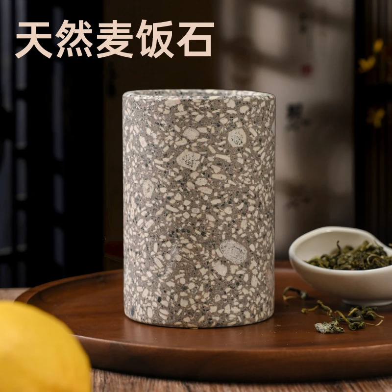 麦饭石水杯杯子随手杯带盖弱碱性杯保健礼品杯蒙阴手工制作茶杯