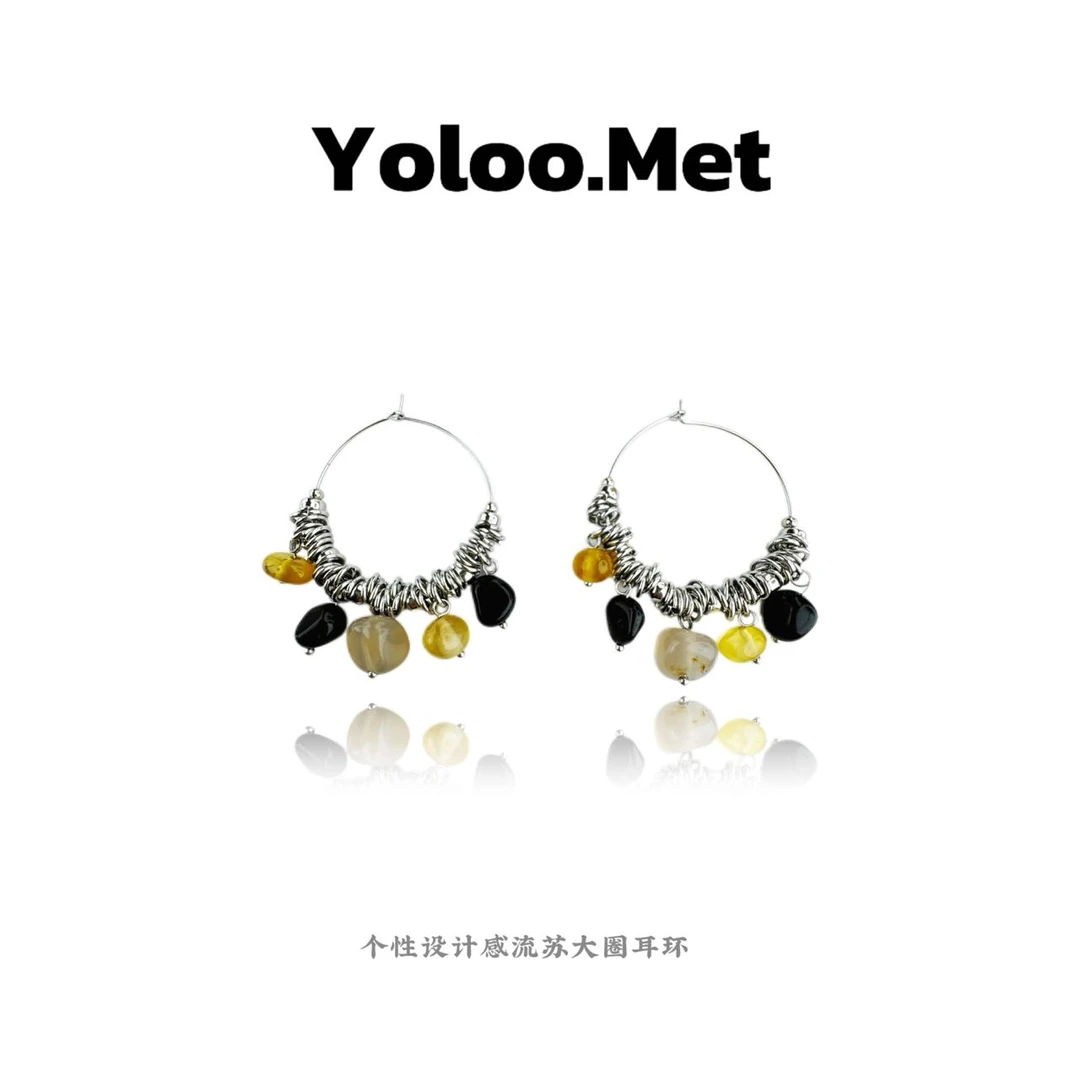 铜合金耳饰 【Yoloo.Met】小众新品时尚百搭多层圈圈耳环