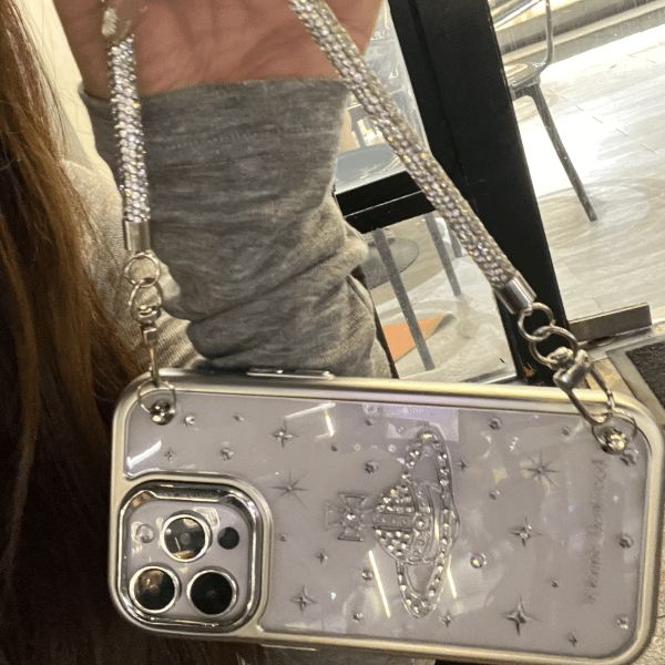 满屏星星立体闪钻西太后手提适用于iPhone15promax手机壳新款透明