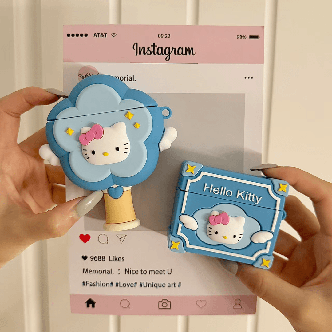 可爱蓝宝箱魔法棒kt猫咪硅胶耳机壳适用于苹果蓝牙airpods2/3少女