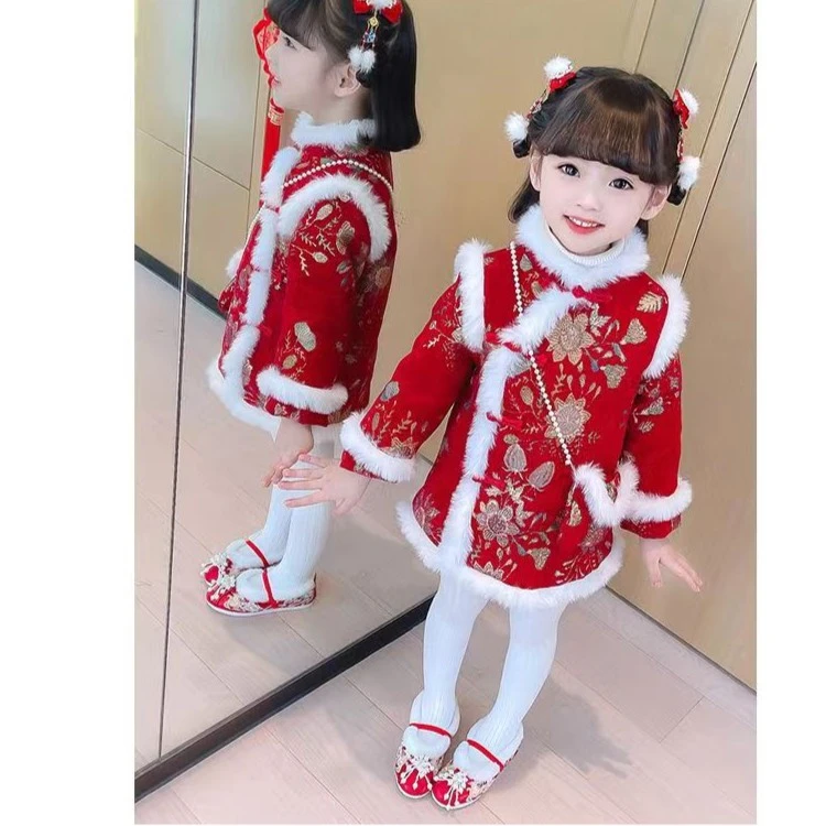 女童秋冬拜年服周岁唐装旗袍格格服上衣（没有包包）