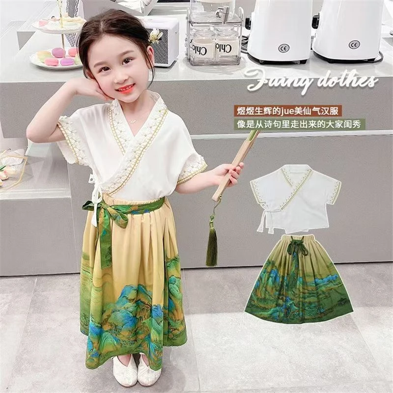 惜韩（129）汉服套装山水千里江山中国风夏季