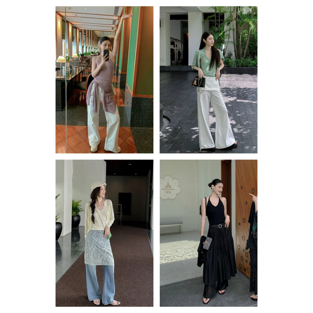 1423【本店必入】V领挂脖露背背心&极简开衫