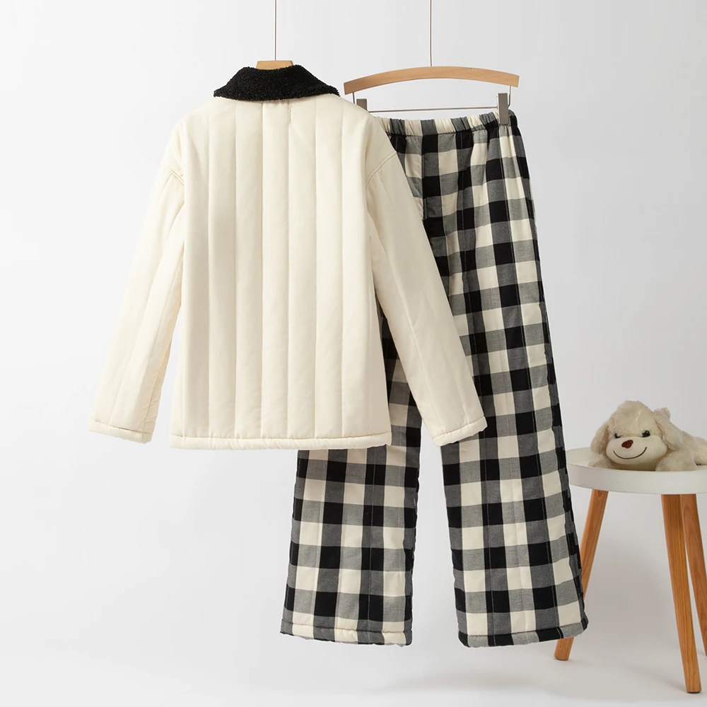 熊猫照相馆系列情侣款冬季加厚夹棉棉绗缝服家居服