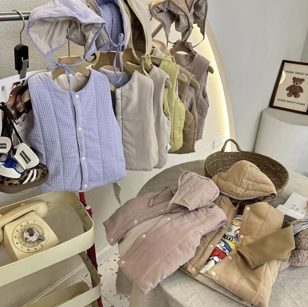 甜小豆-韩系马甲两件套,双面可穿,每件带一个帽子,超韩内里加棉