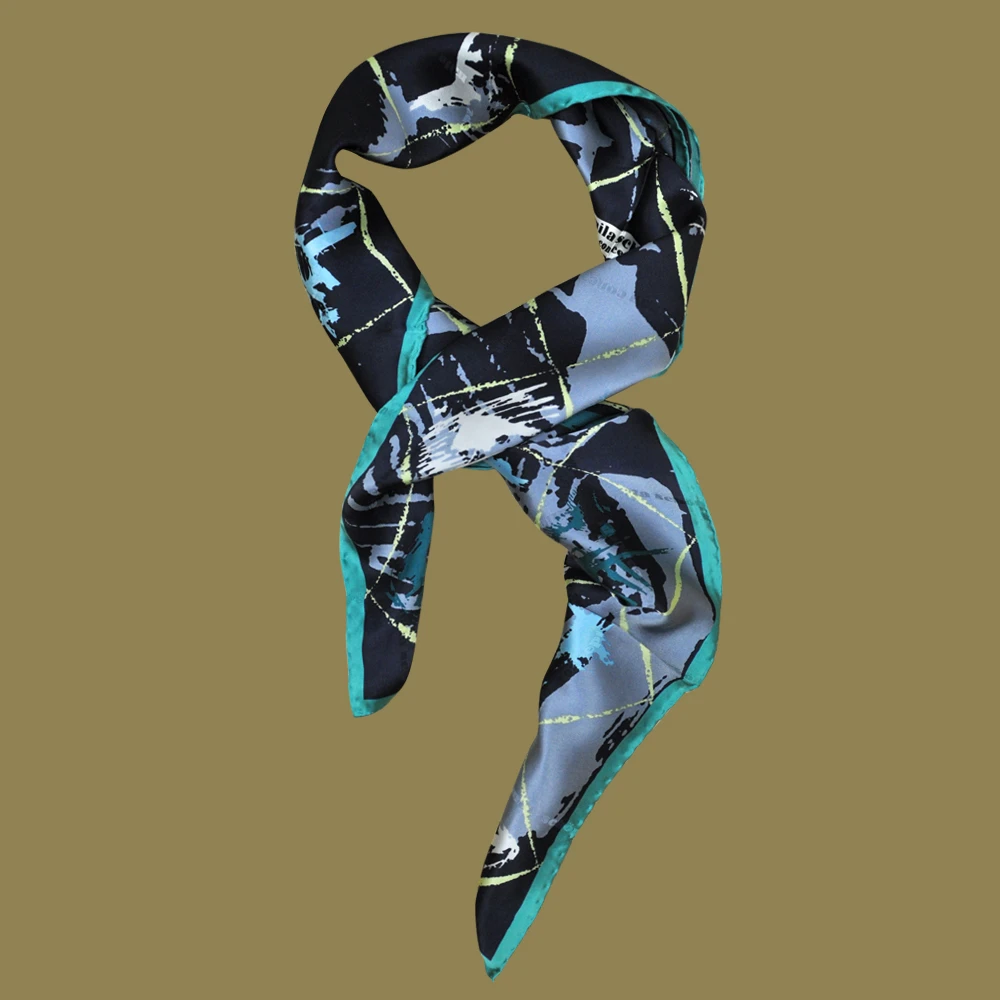 丝爱芙100%桑蚕丝真丝丝巾莫兰迪色缎面春秋款时尚百搭大方巾女