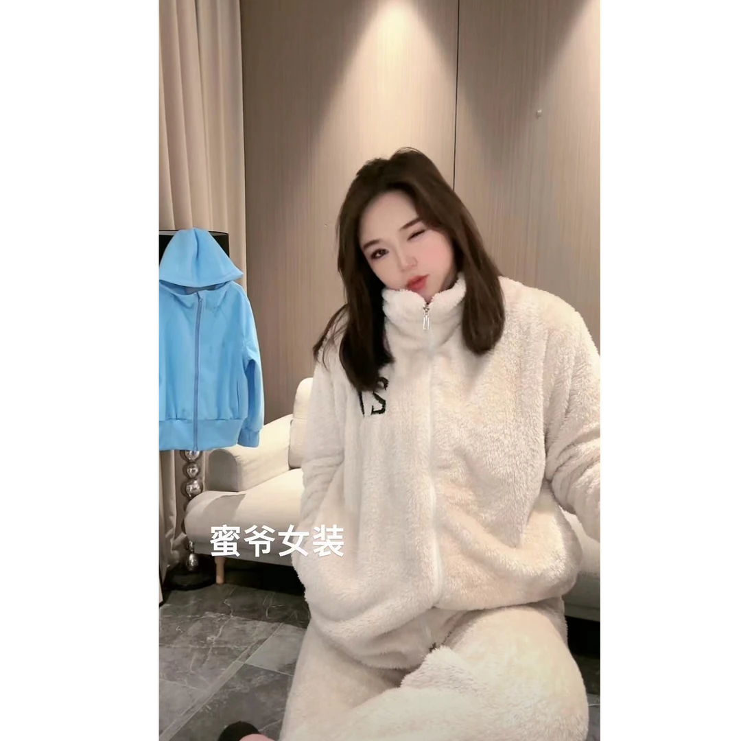 【蜜爷家】珊瑚绒情侣睡衣家居服套装