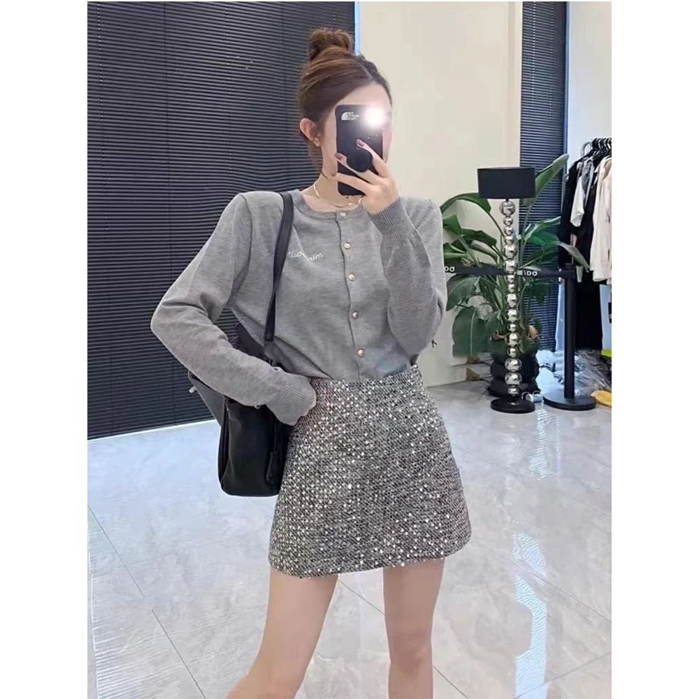 【蜜爷家】法式小香风亮片短裙8221#