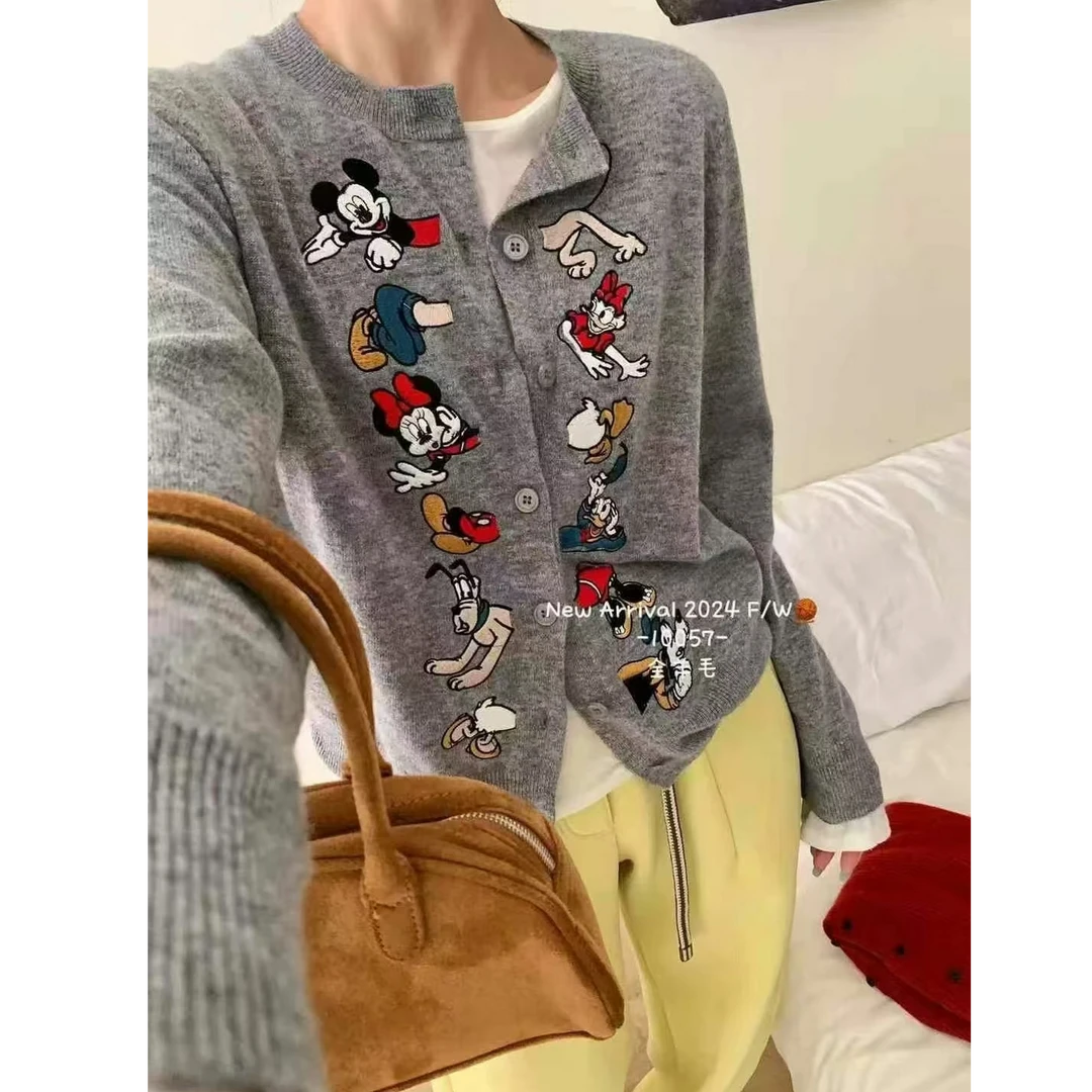 【蜜爷家】双排米奇刺绣毛衣开衫47876#