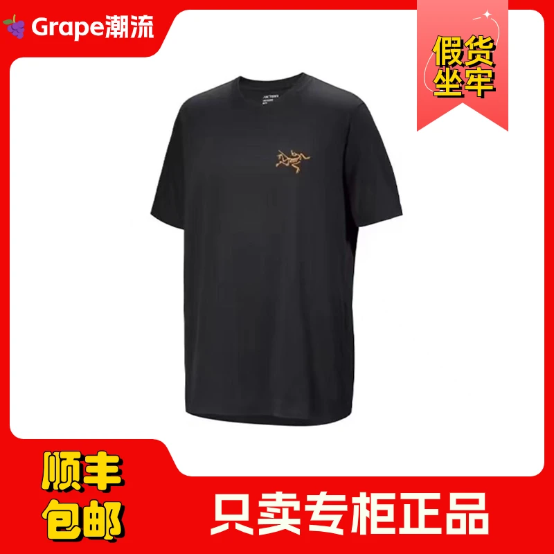 Arcteryx始祖鸟Multi Bird Logo Ss后背Logo圆领短袖T恤男款黑色