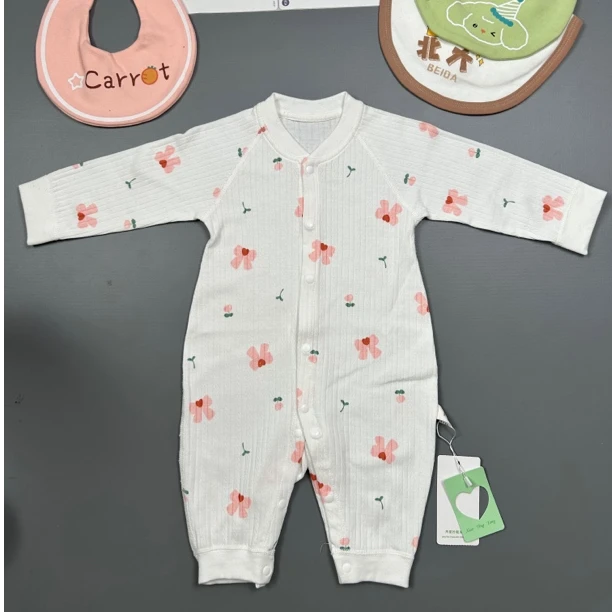 【粉色蝴蝶结】对开棉毛哈衣连体