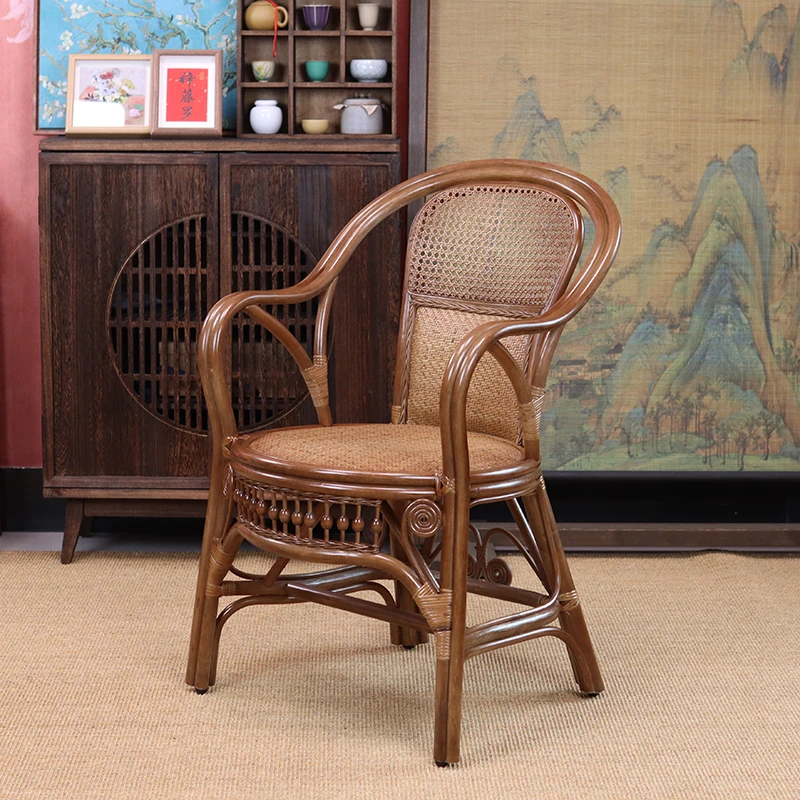 梓藤罗打折真藤手工家用阳台单人藤椅靠背椅藤编椅子办公客厅