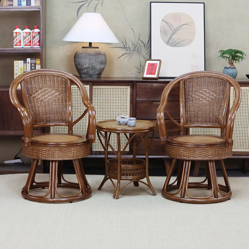 印尼藤编转椅阳光椅休闲椅阳台椅老人椅