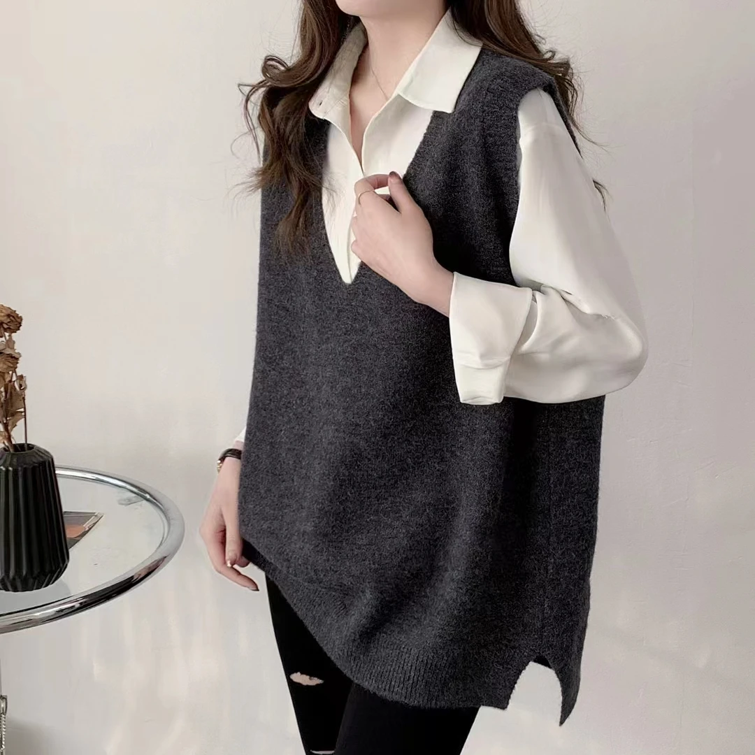春秋宽松大版马夹新款时尚洋气显瘦百搭气质减龄网红韩版针织女式