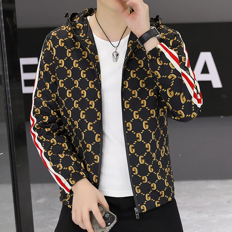 //缦莱衣2024新款休闲男外套男欧版夹克外套连帽休闲秋季潮流薄款