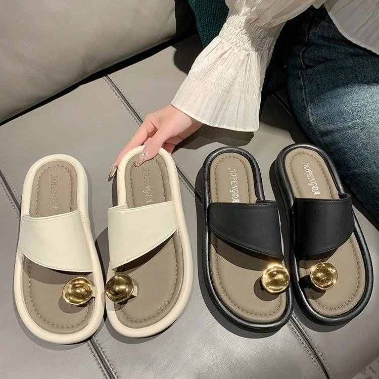 懒人设计感复古包头半拖鞋女夏外穿时尚气质一脚蹬休闲沙滩罗马鞋