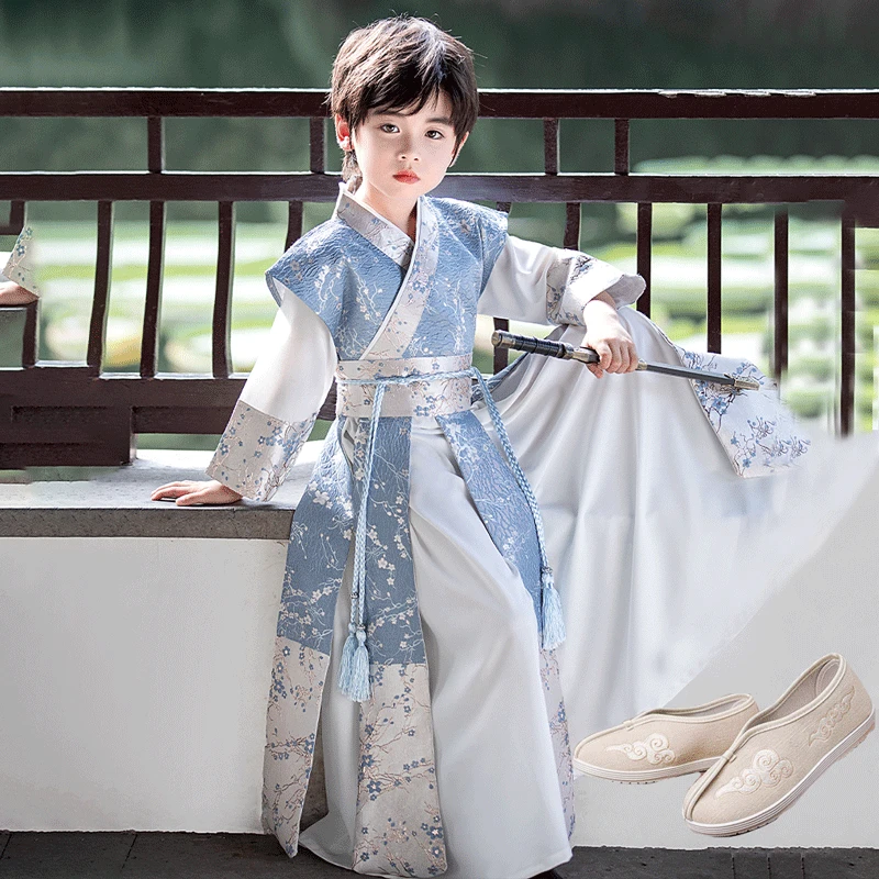 女童男童汉服夏季新款李白杜甫儿童古装演出服男孩少爷唐制端午节