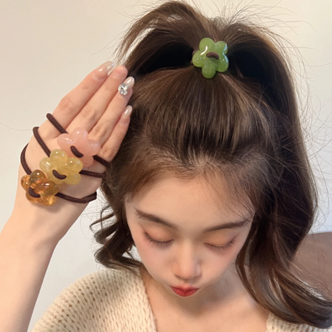 非金属亚克力发饰 东大门网红甜美花朵发绳高弹皮筋头绳可爱少女