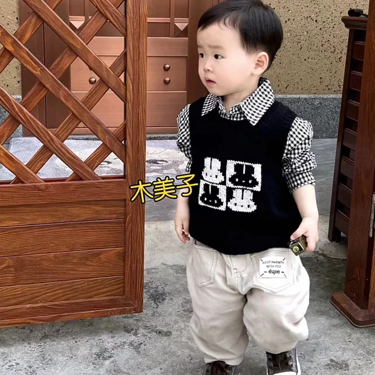 兄妹装2025秋装新款针织儿童马甲男女童装小马甲宝宝洋气卡通08
