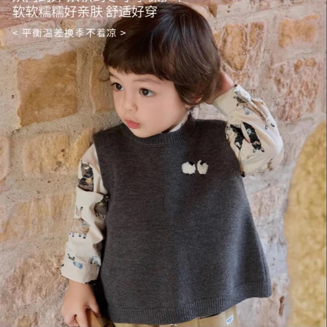 春秋兄妹装2025秋装新款针织纯色马甲儿童背心宝宝洋气卡通潮05