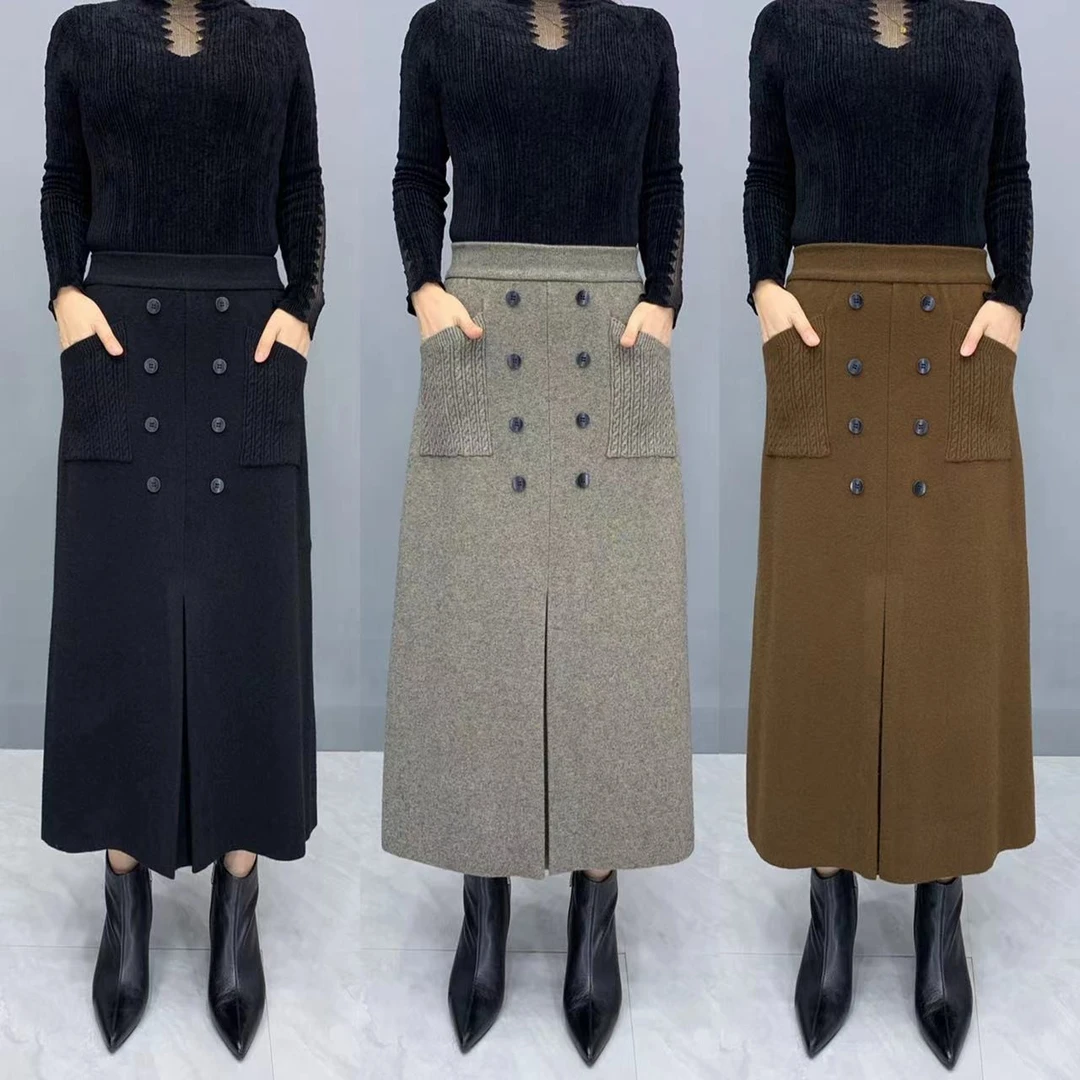 春秋新款半身裙女棉质纯色大摆长裙高腰显瘦妈妈百搭跳舞ａ字裙子