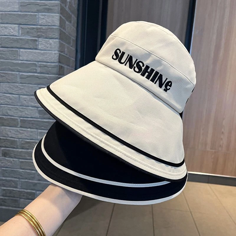 新款显瘦时尚休闲空顶帽子夏季可卷筒黑胶隔热防晒帽子女款沙滩帽