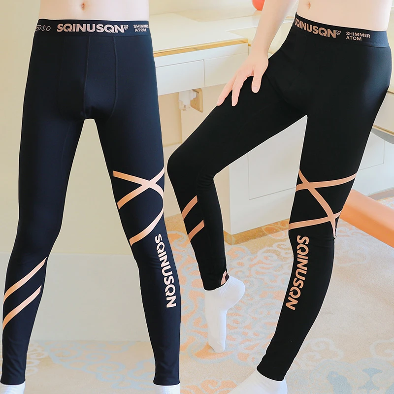 男士鲨鱼裤冬季保暖裤紧身薄款加绒修身底裤衬裤防寒棉毛裤线裤男